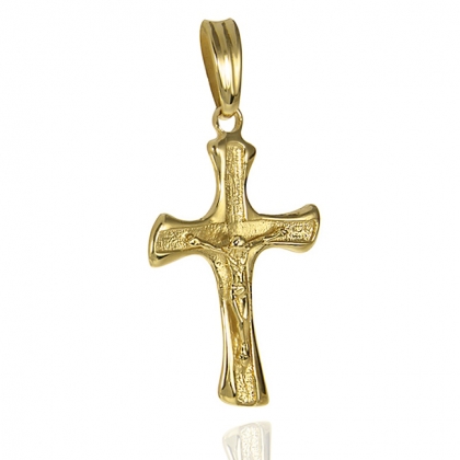 Złoty krzyżyk zdobiony z Jezusem próby 585